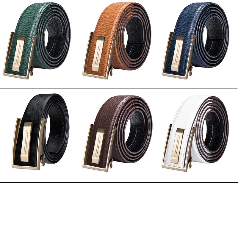 Hi-Tie hommes Orange marron ceinture pour jean nouveau jaune vert bleu cuir jean ceintures mode Cowb