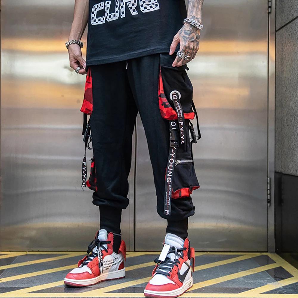 Pantalon Cargo pour hommes, décontracté, Hip Hop, couleur frappée, poches multiples, Streetwear, rub