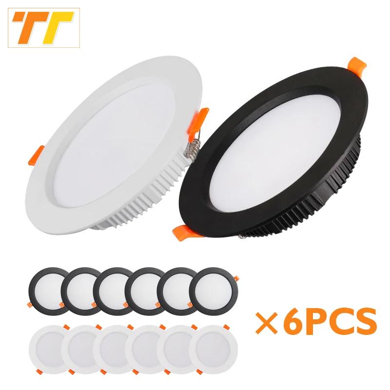 6 pièces LED Downlight 5W 7W 9W 12W 15W 18W plafonnier encastré blanc chaud/froid AC220V-240V