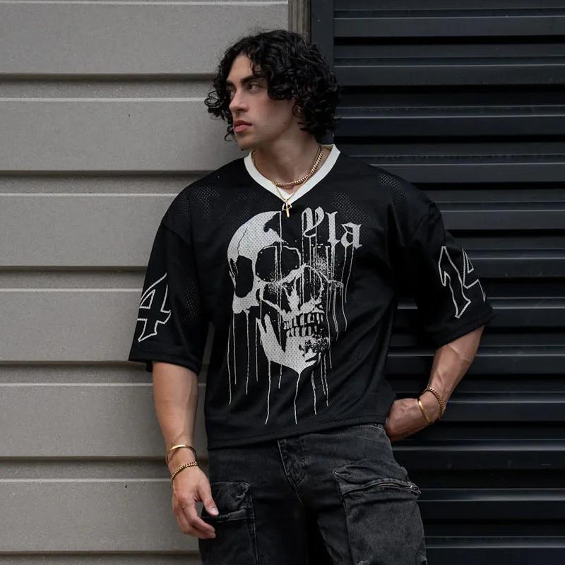 T-shirts hommes été nouveaux sport hommes T-shirts loisirs col en V mode vêtements amples et confort