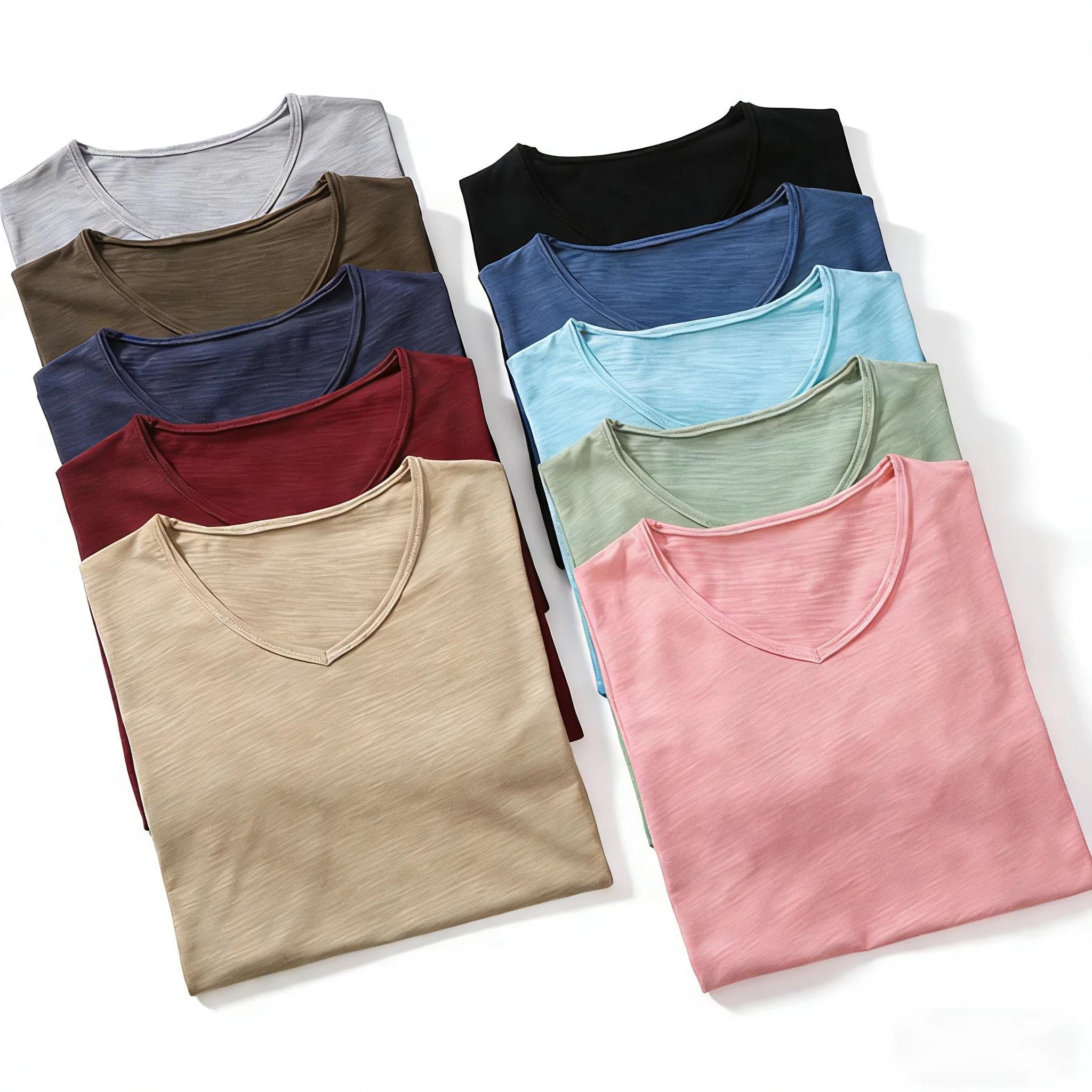 T-shirt pour homme 100% coton, manches courtes, été, noir et blanc, vêtements pour homme, doux, de h