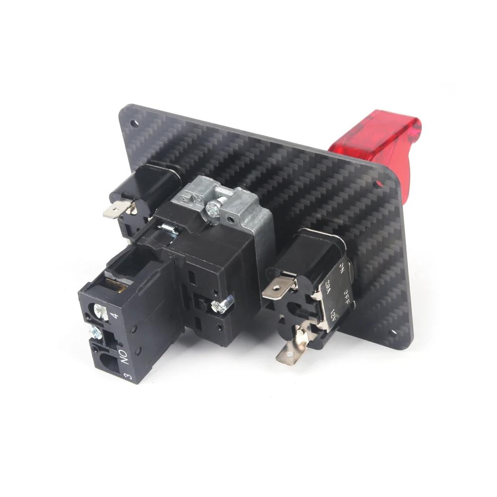 Panneau de commutation d'allumage LED en Fiber de carbone véritable, 3 boutons, 12V, Modification de