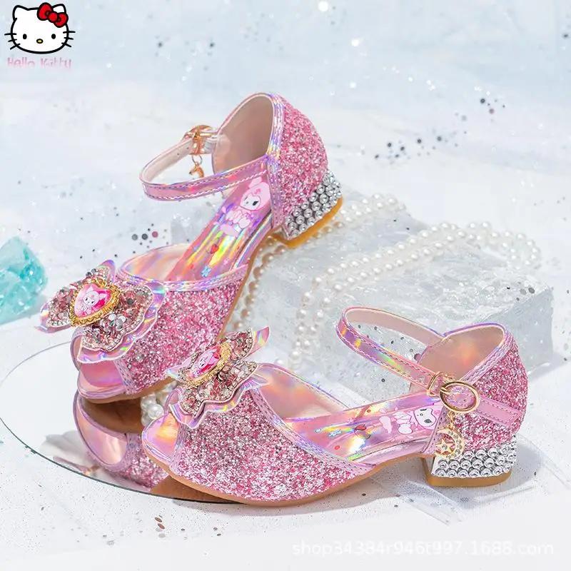 Chaussures de princesse pour filles, style anime, été, nouvelles chaussures à talons hauts en crista