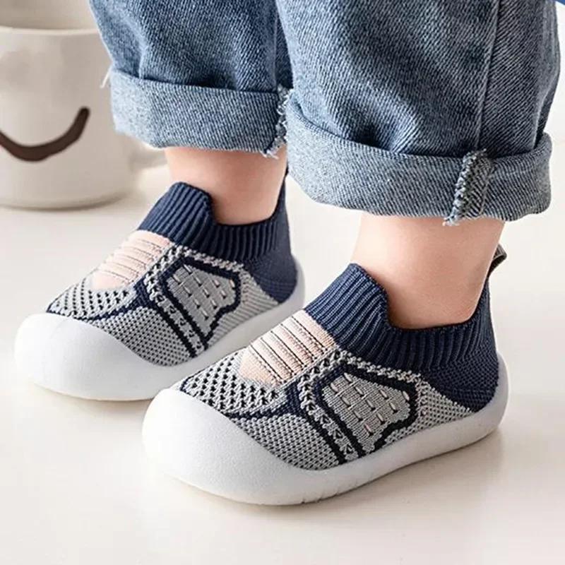 Chaussures antidérapantes et respirantes pour bébé, chaussettes de sol avec semelle en caoutchouc po