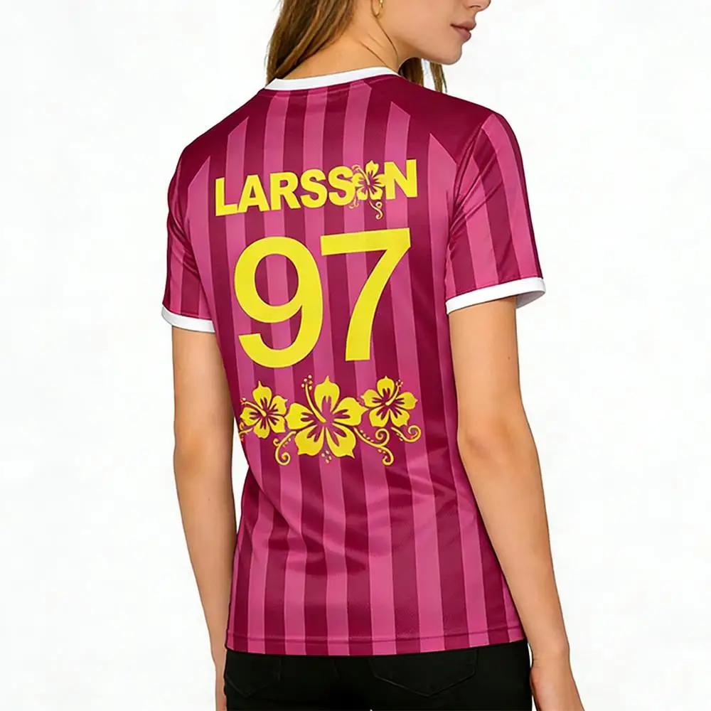 Zara Larsson Midnight Sun Pink Football Jersey Street T-shirt unisexe imprimé tendance à col rond, t