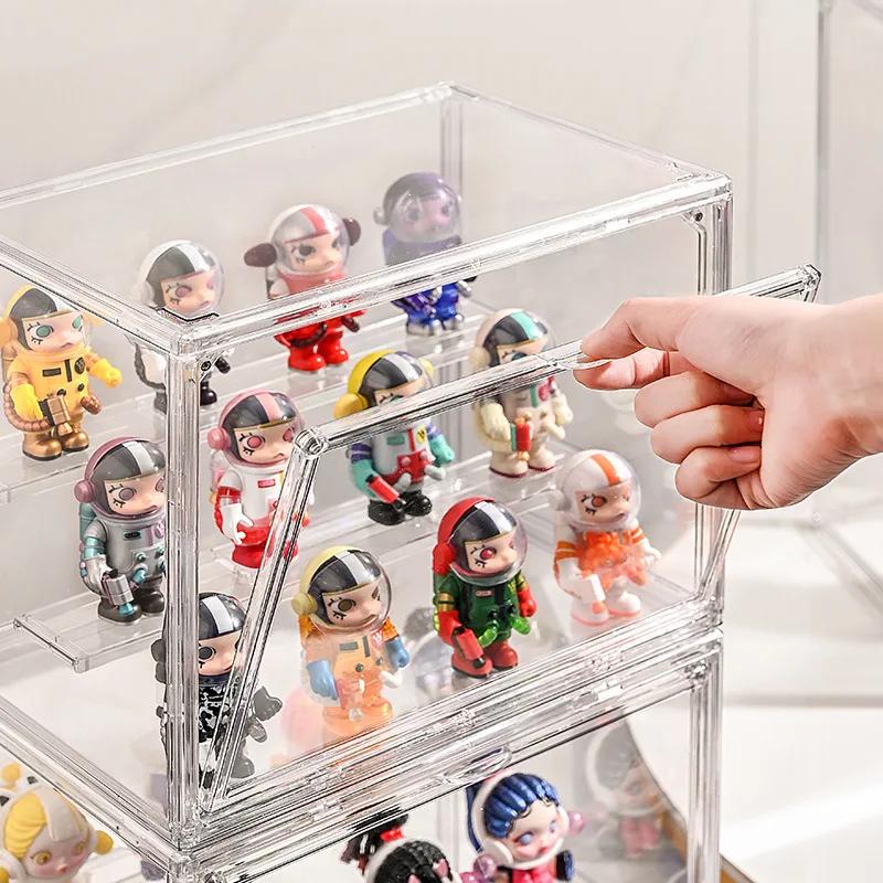 Boîte d'affichage transparente pour les doigts, vitrine de jouets pliable en acrylique transparent p