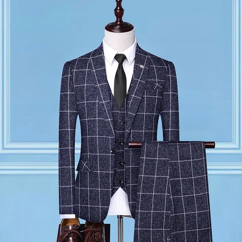 Costume (Blazer + gilet + pantalon) mode affaires décontracté Gentleman hommes Style italien élégant