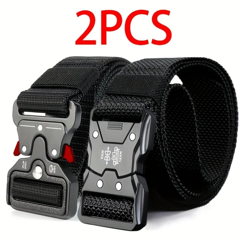 Ensemble de 2 pièces de nouvelle ceinture de taille pour hommes, ceinture décontractée à boucle à dé