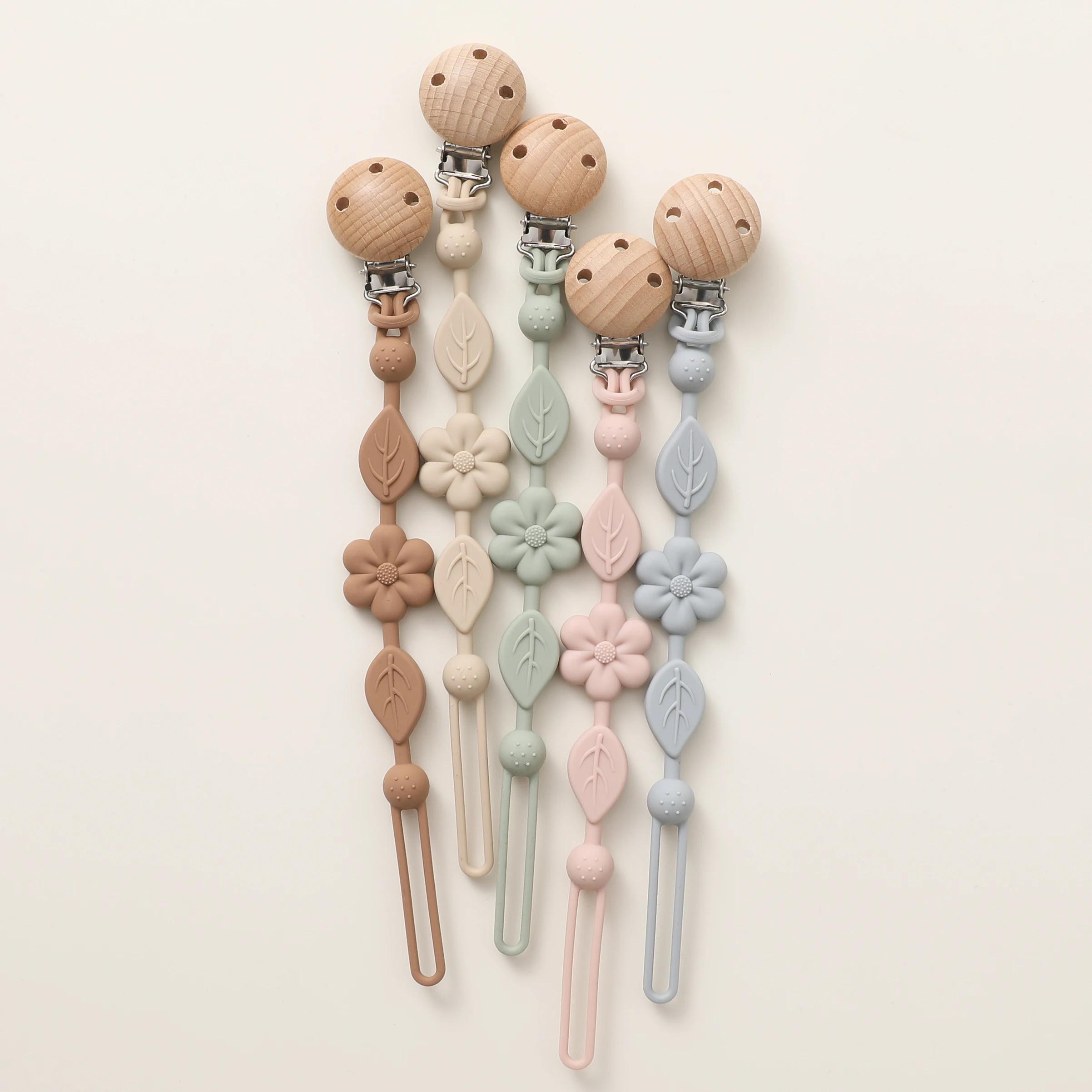 Porte-sucette réglable en silicone anti-perte pour bébé, porte-sucette fleur pour nouveau-né, adapté