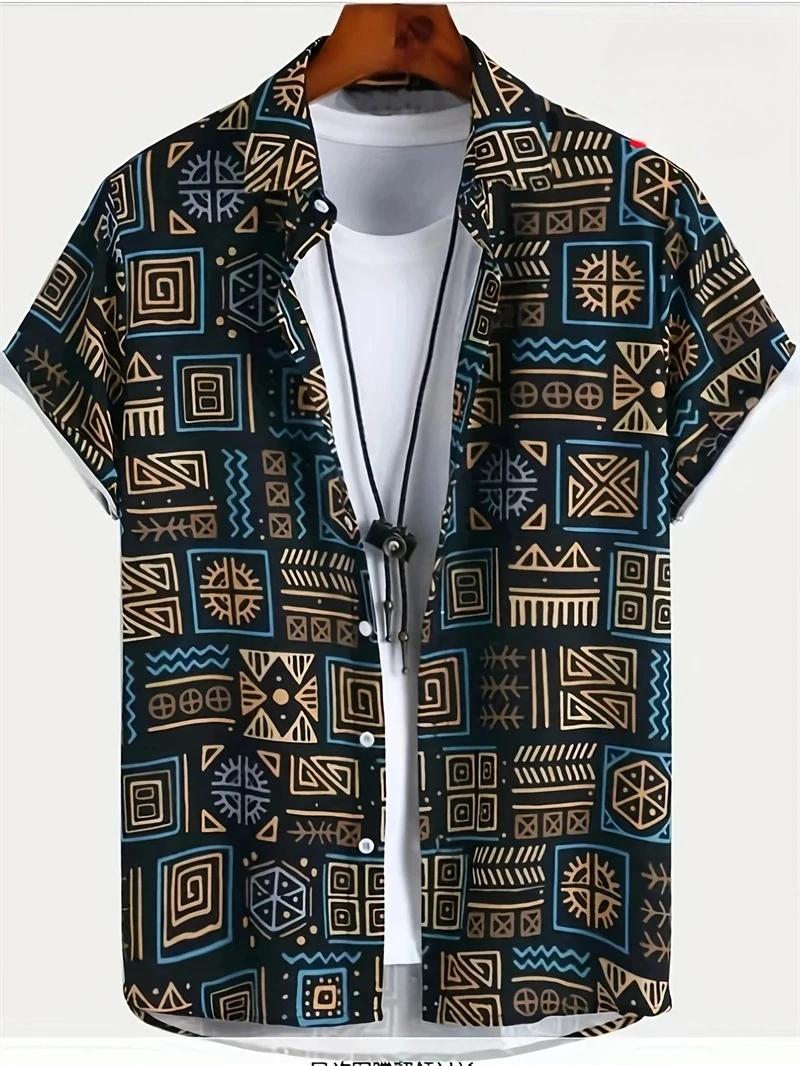 Hawaï chemises pour hommes 3D Paisley graphique à manches courtes T-shirt décontracté revers boutons