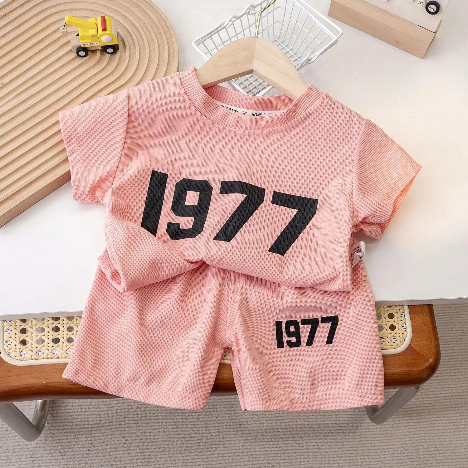 Vêtements d'été pour enfants de 1, 2, 3 et 4 ans, T-shirt à manches courtes, shorts trempés, design 