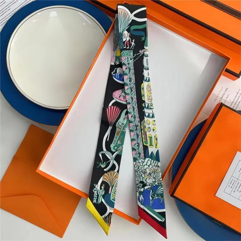 100% soie haute qualité marque de luxe marchandises écharpe femmes bandeau Foulard cravate ruban Fou