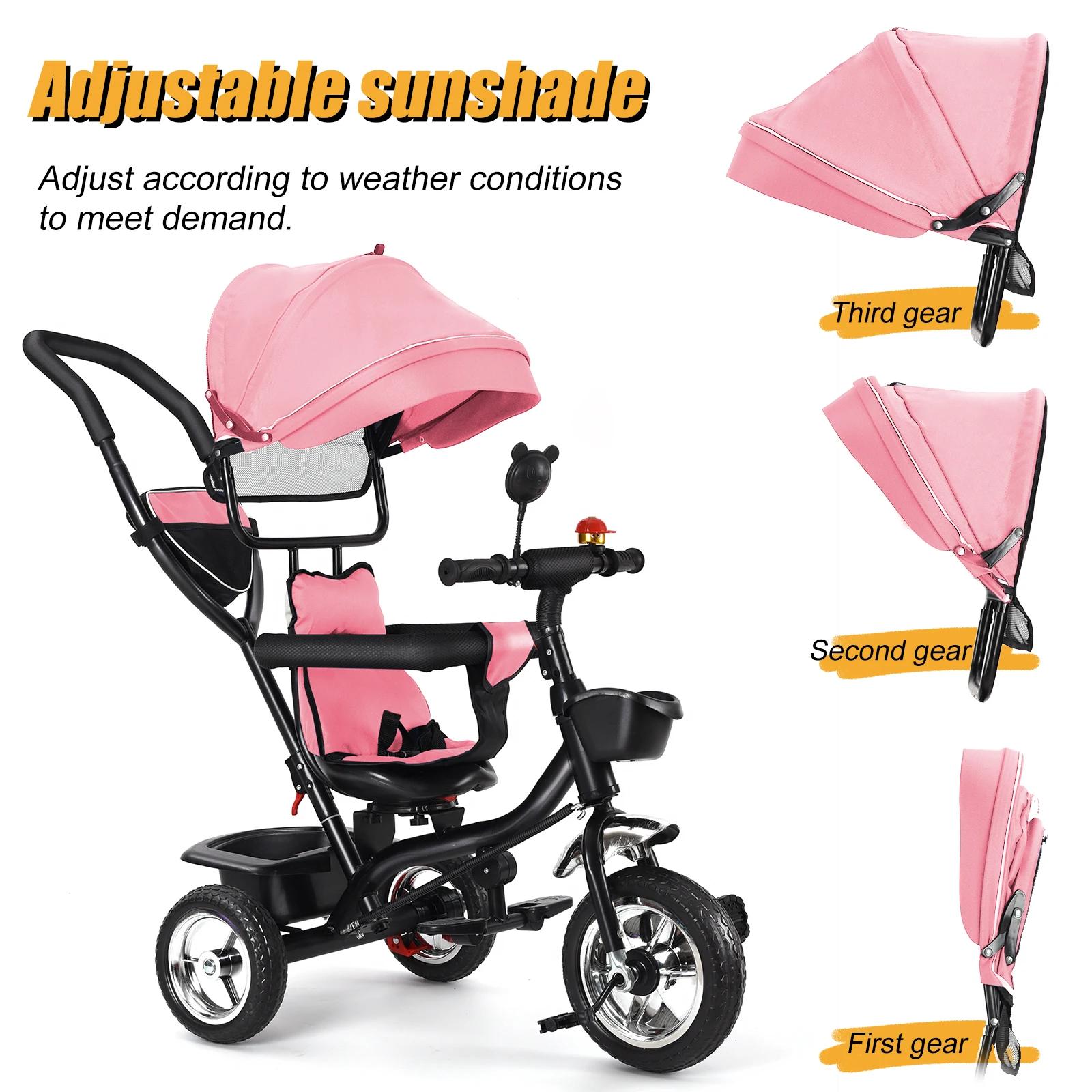 Tricycle pour enfants avec siège réversible, Tricycle de vélo pour enfants avec espace de rangement,