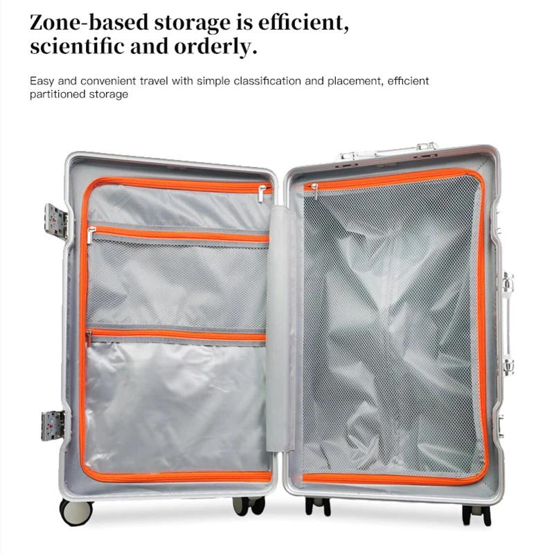 Bagage à cadre en aluminium épaissi de grande capacité, valise de voyage avec mot de passe à roue un