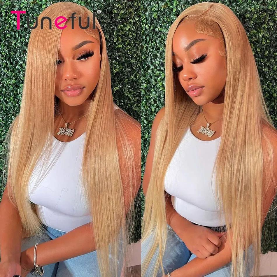 27 #   Perruque frontale de cheveux humains de couleur blond miel droite 180% 13x6 HD perruque de ch