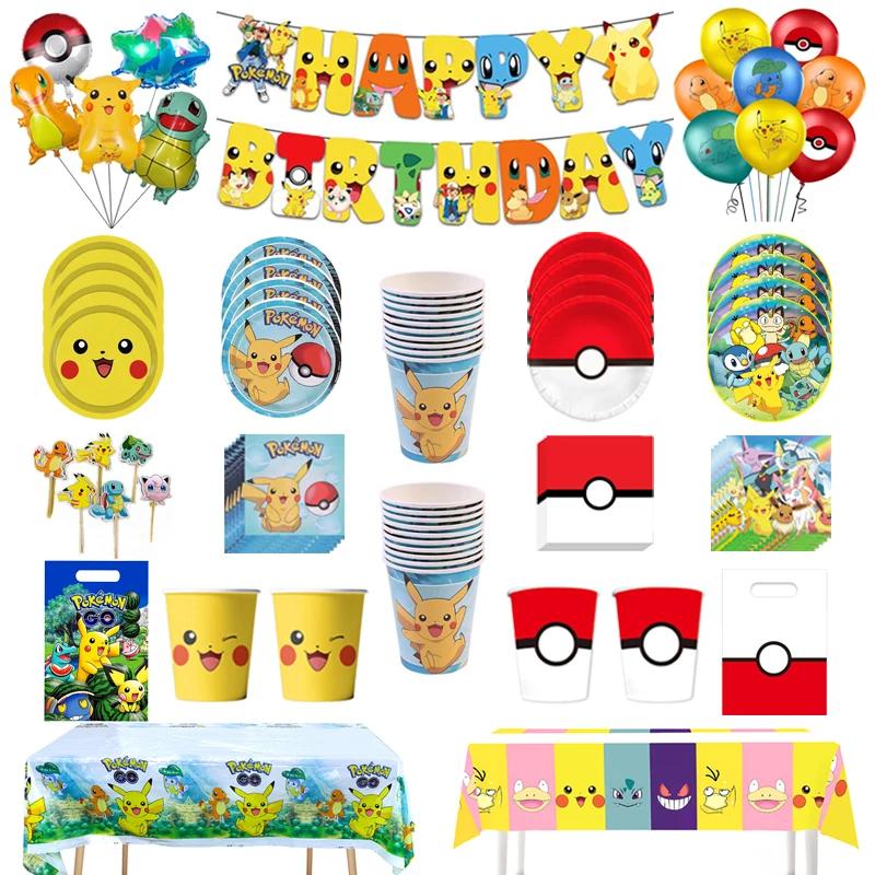 Décoration de fête d'anniversaire Pokemon Pikachu, vaisselle jetable, tasse, serviette, assiette, na