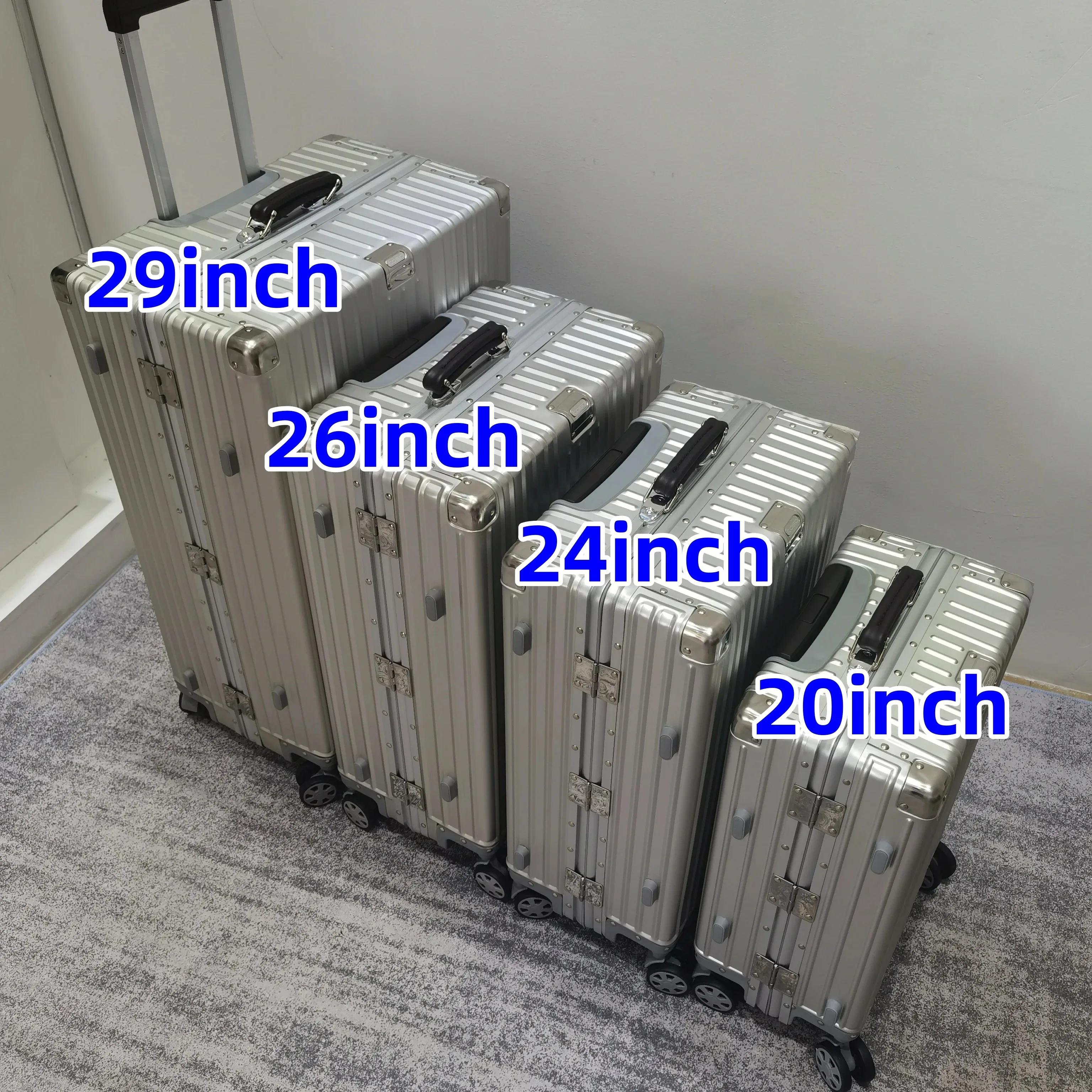 Valise rétro en alliage d'aluminium et de magnésium, bagage roulant de haute qualité, boîtier de cha
