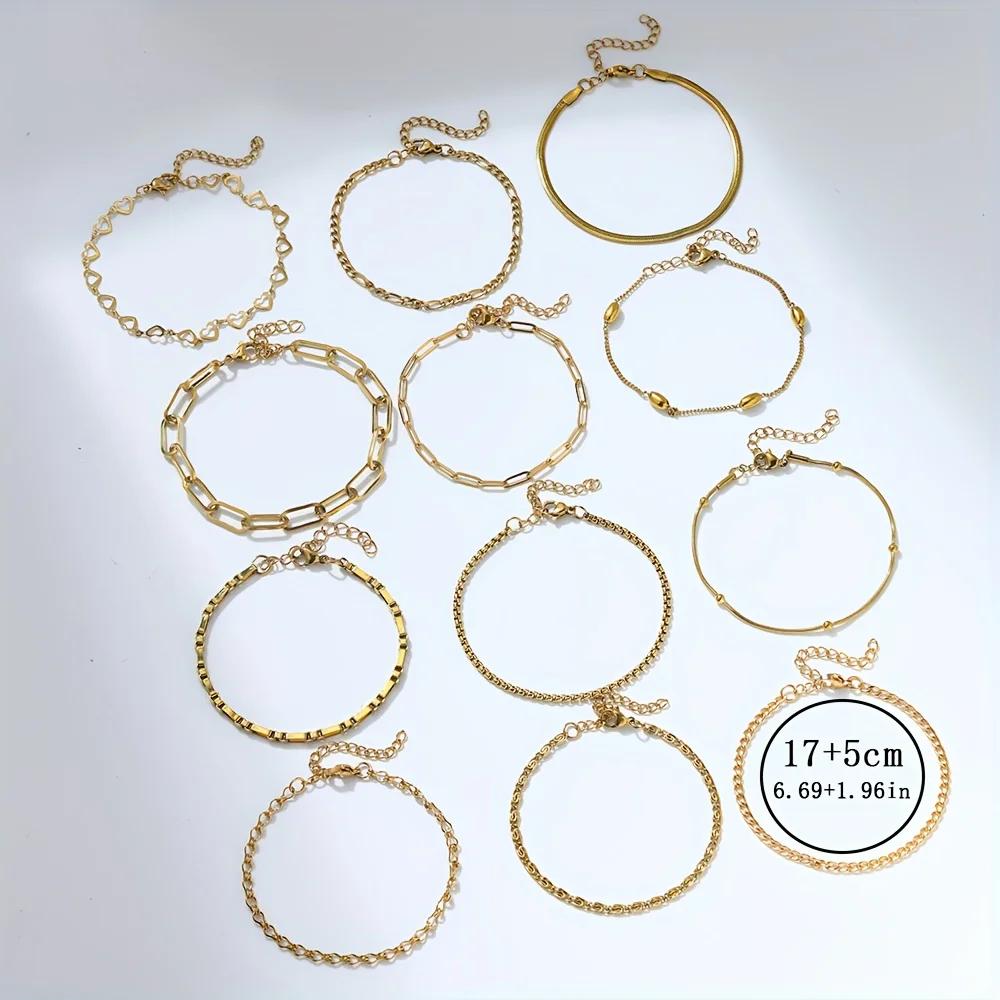 Ensemble de bracelets en acier inoxydable pour femmes, ensemble de bijoux élégant pour femmes, adapt