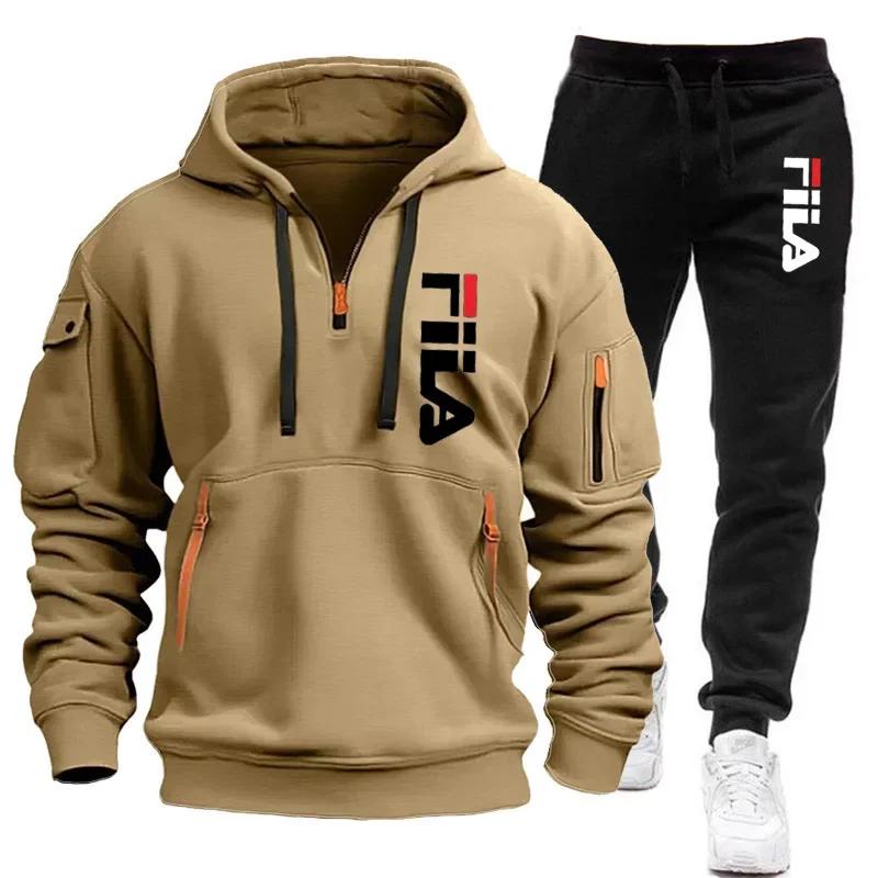 Sweat-shirt à capuche + pantalon décontracté pour hommes, ensemble deux pièces pour l'extérieur, pul