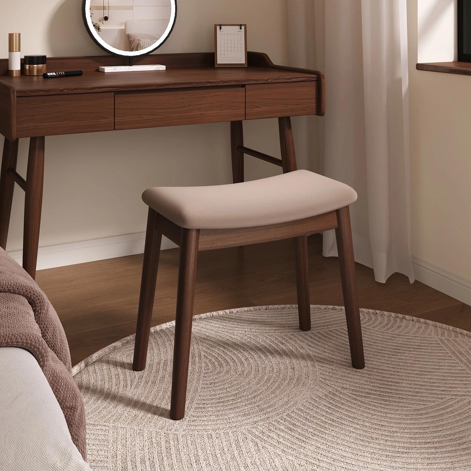 Tabouret de maquillage en bois massif, tabouret de selle, tabouret de coiffeuse de chambre à coucher
