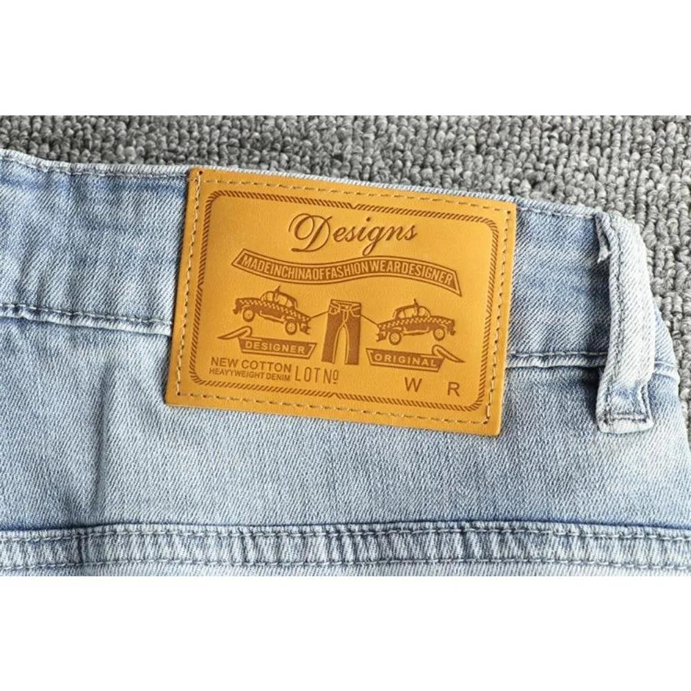 Jean bleu clair délavé rétro pour hommes, pieds slim, pantalon américain polyvalent à neuf points po