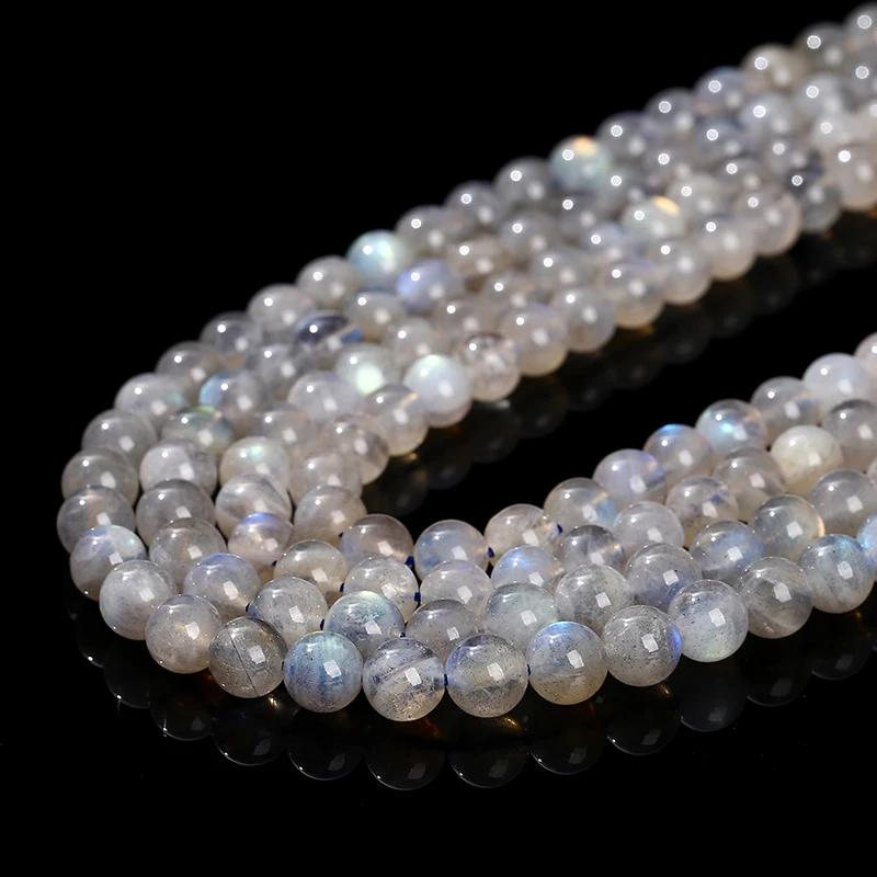 Pierre de lune grise naturelle 3A, Labradorite brillante, pierres précieuses fines 4 6 8 10mm pour l
