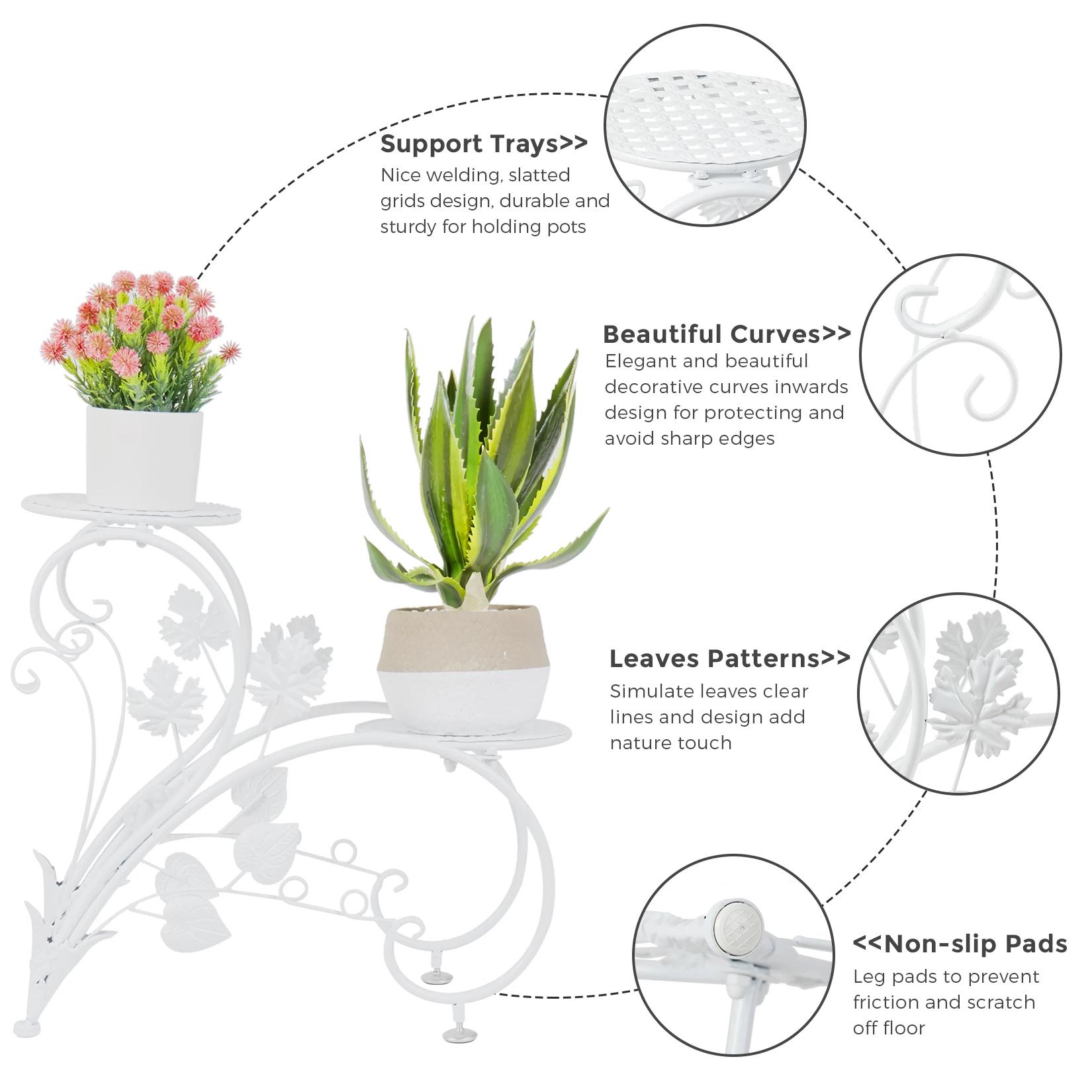 Support de plantes en métal antirouille, étagère de présentation pour 4 pots de fleurs, pour jardin,