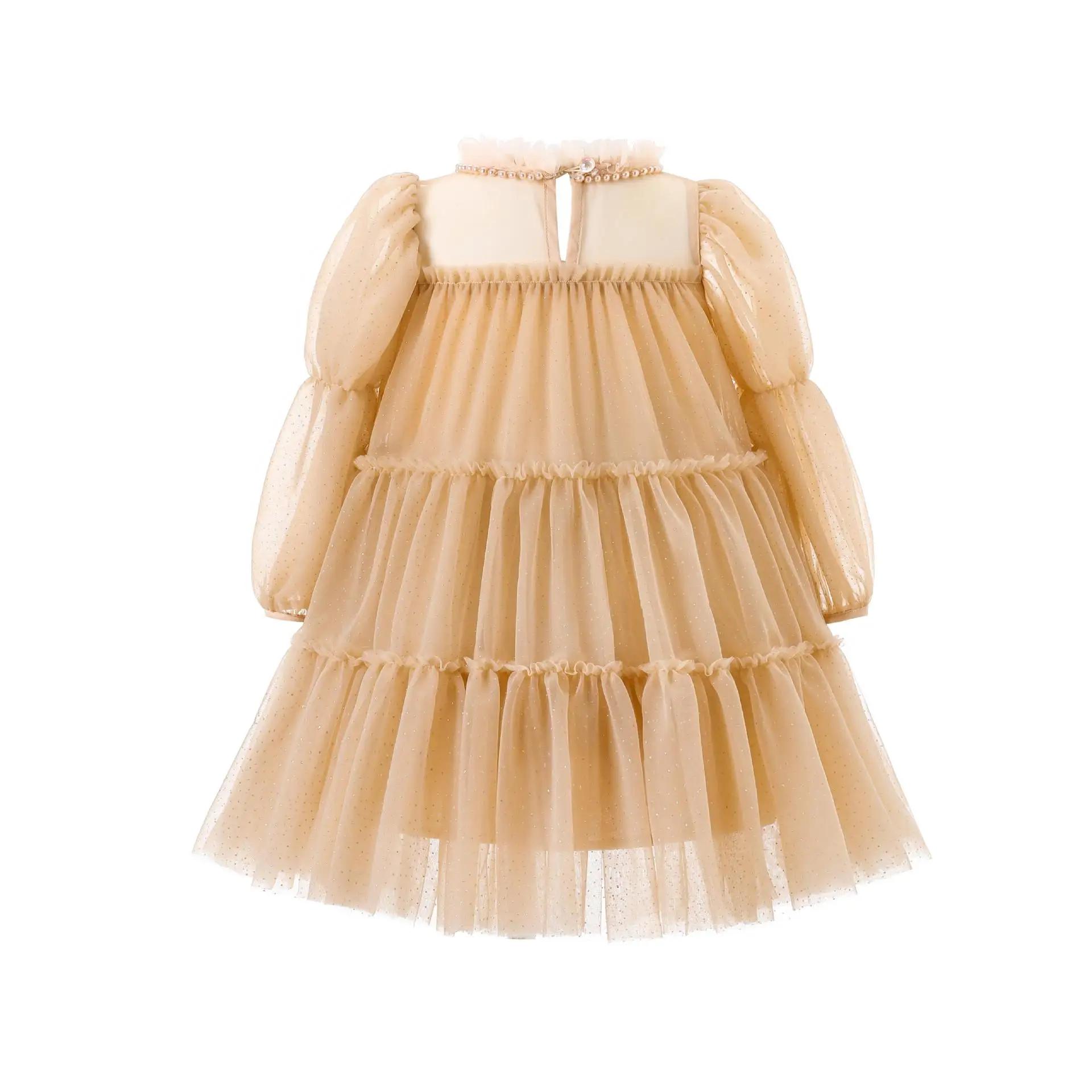 Robe de princesse pour filles de 3 4 5 6 7 ans, col rond, manches longues, robe de soirée pour bébé 