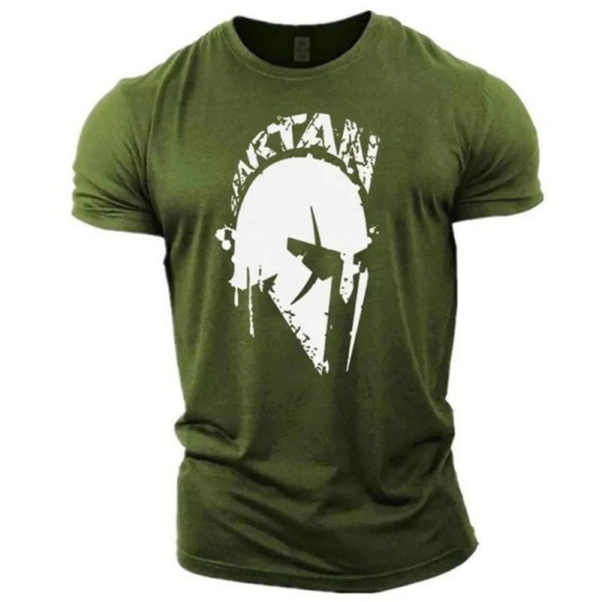 T-shirt col rond confortable et respirant pour hommes, motif imprimé Spartan Warrior, adapté aux vêt