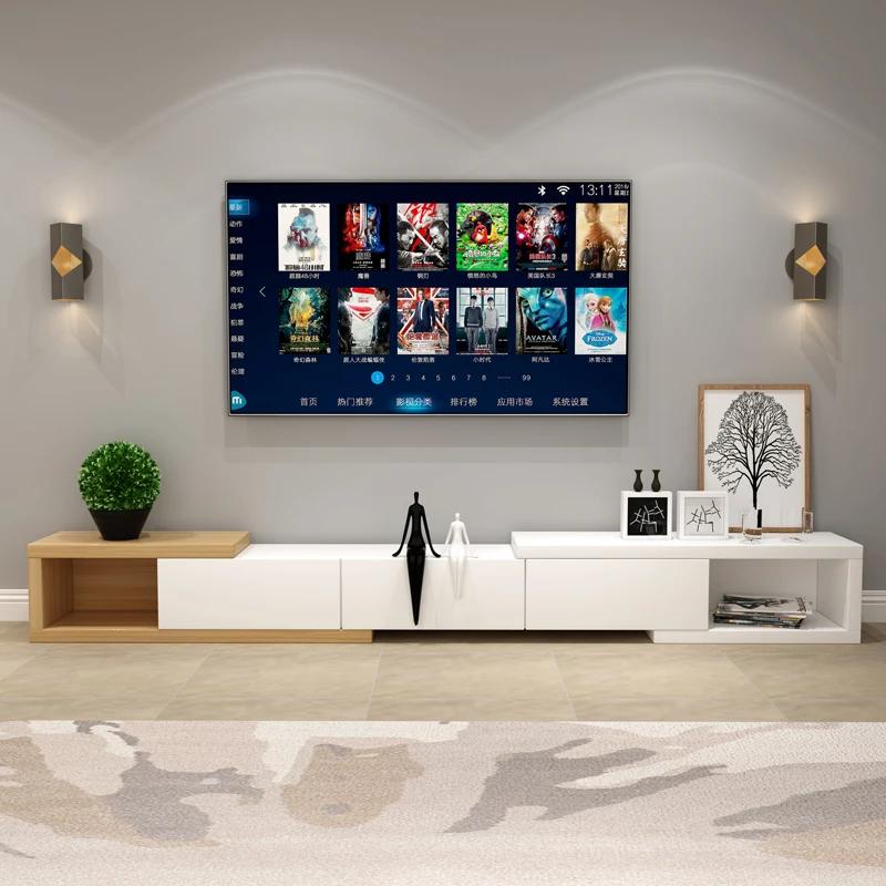 Meuble Tv étroit, Design brillant, en bois Normal, minimaliste, blanc, Meuble Tv moderne nordique, M
