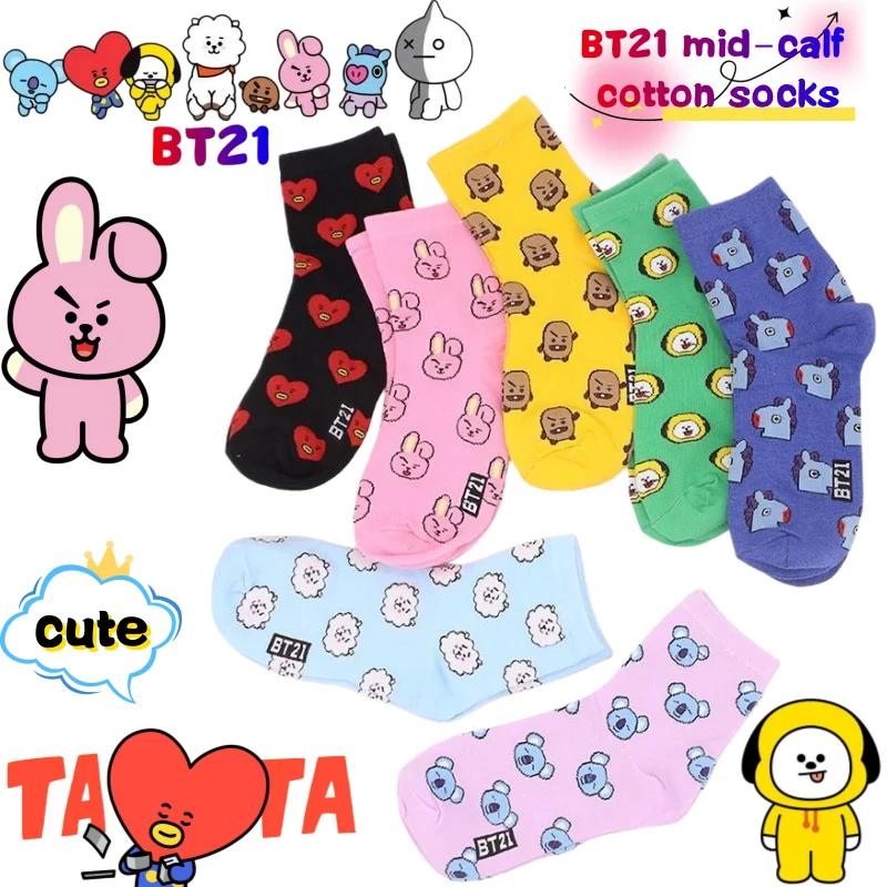 Chaussettes mi-mollet BT21 Koya RJ Cooky Shooky Tata, chaussettes longues chaudes pour couple, impri