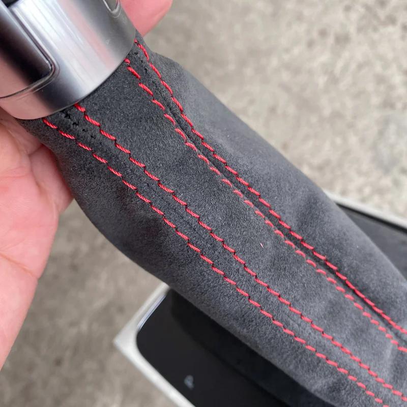 Pommeau de levier de vitesse DSG en cuir véritable point rouge pour Golf 7 7.5