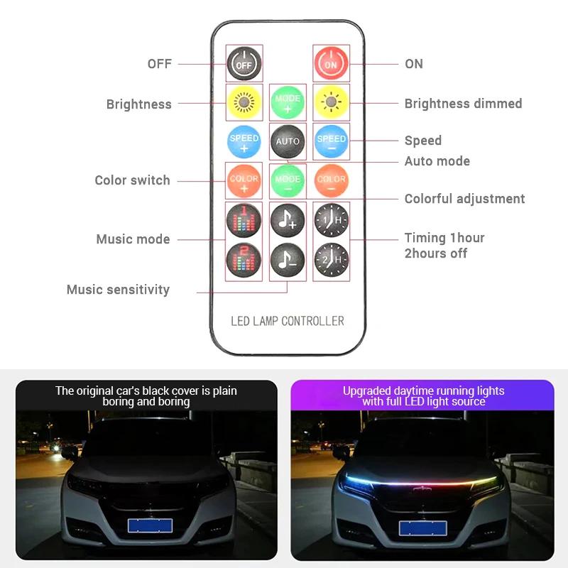SEAMETAL12V Led feux de capot de voiture bande de phare Flexible lampes d'ambiance multicolores feux