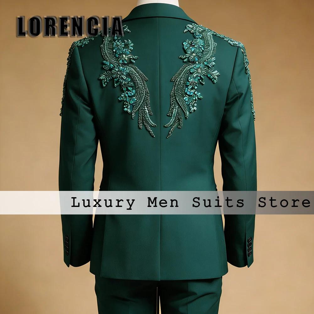 Costumes de luxe en strass pour hommes, 2 pièces, smoking de mariage scintillant en cristal, tenues 