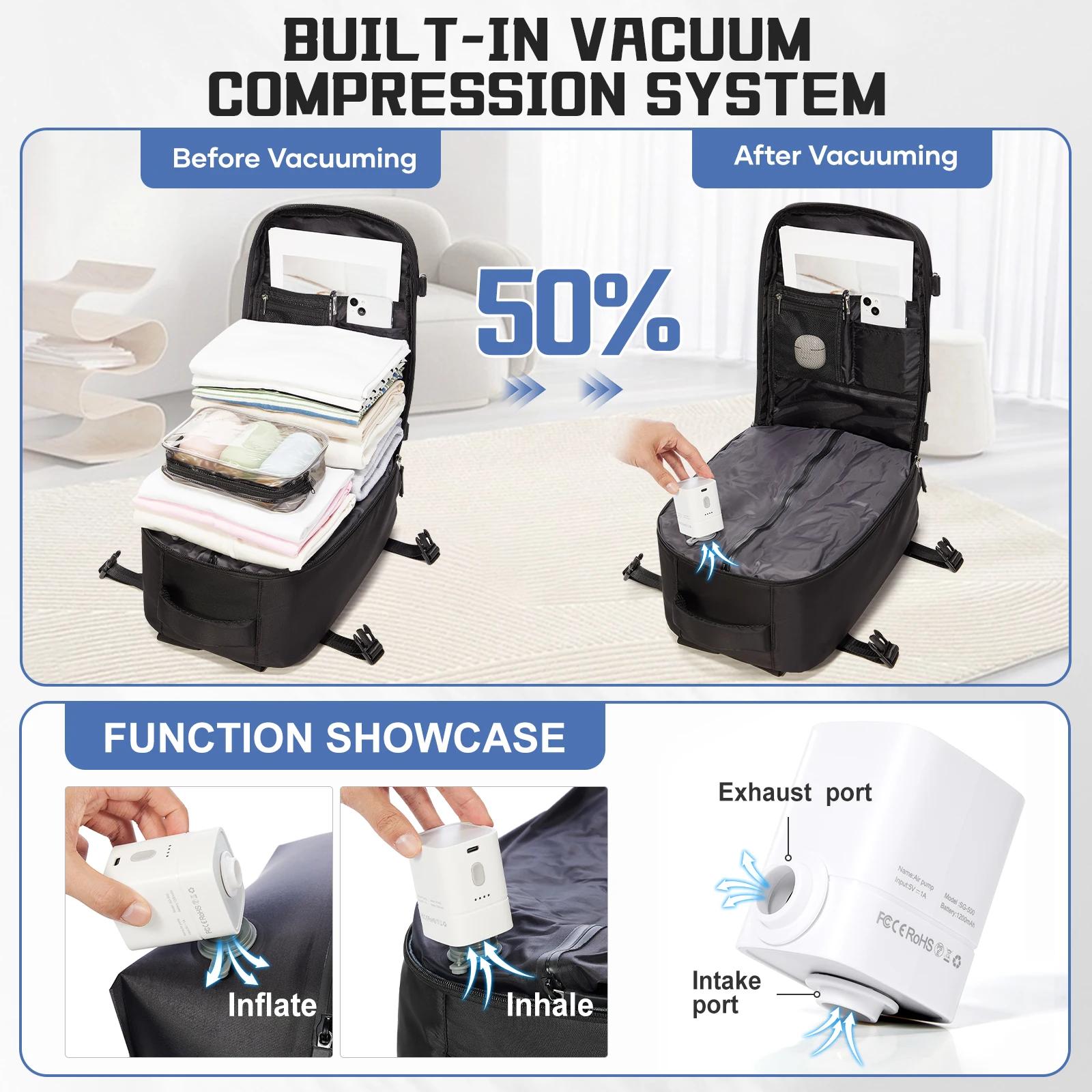 Sac sous vide pour vêtements, sac à dos bagage à main avion, sac à dos sous vide essentiels de voyag