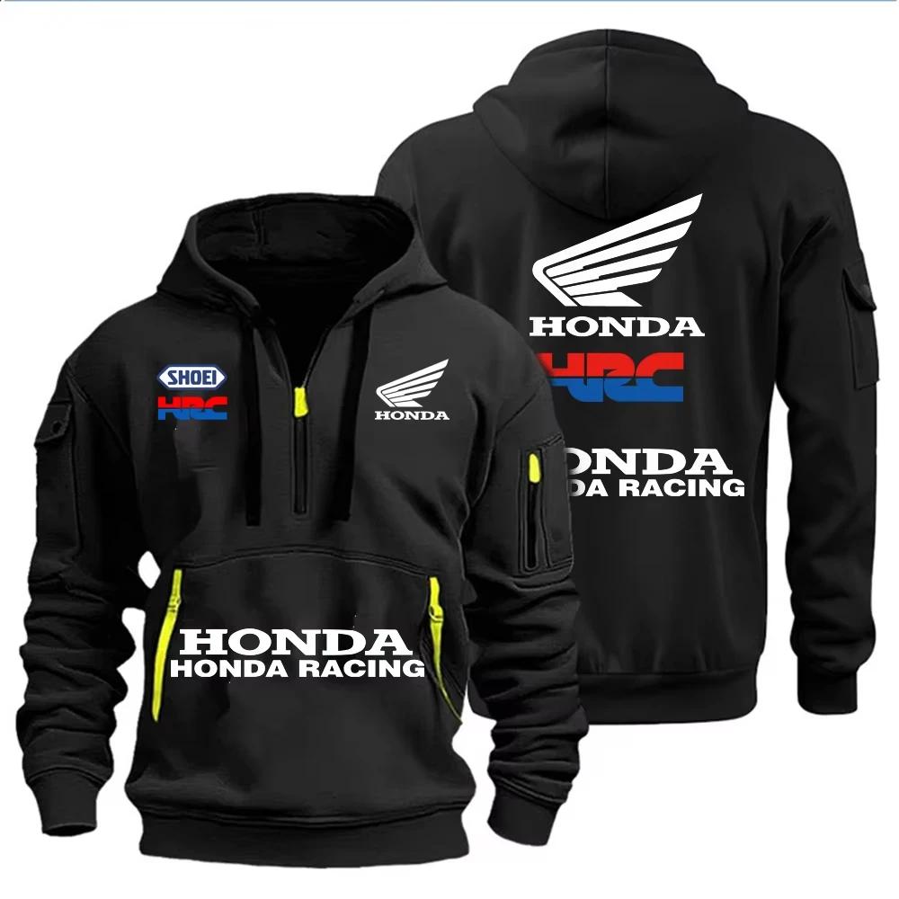 Honda Racing – sweat à capuche multi-poches avec fermeture éclair pour homme, vêtement de sport déco