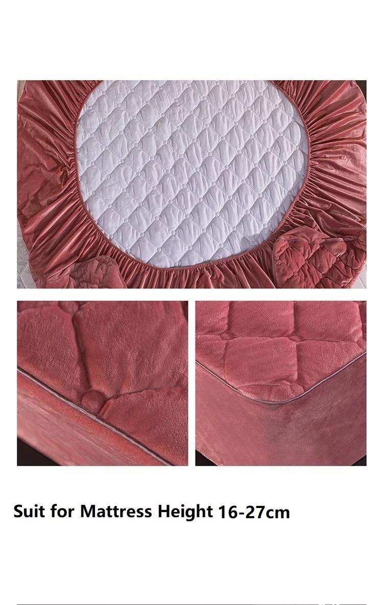 Housse de matelas matelassée épaisse en peluche, drap-housse chaud et doux en velours cristal, King 