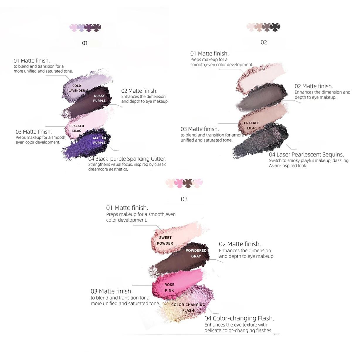Palette de fards à paupières quatre couleurs Haggard Emo Monster Series, pigmentation longue durée, 