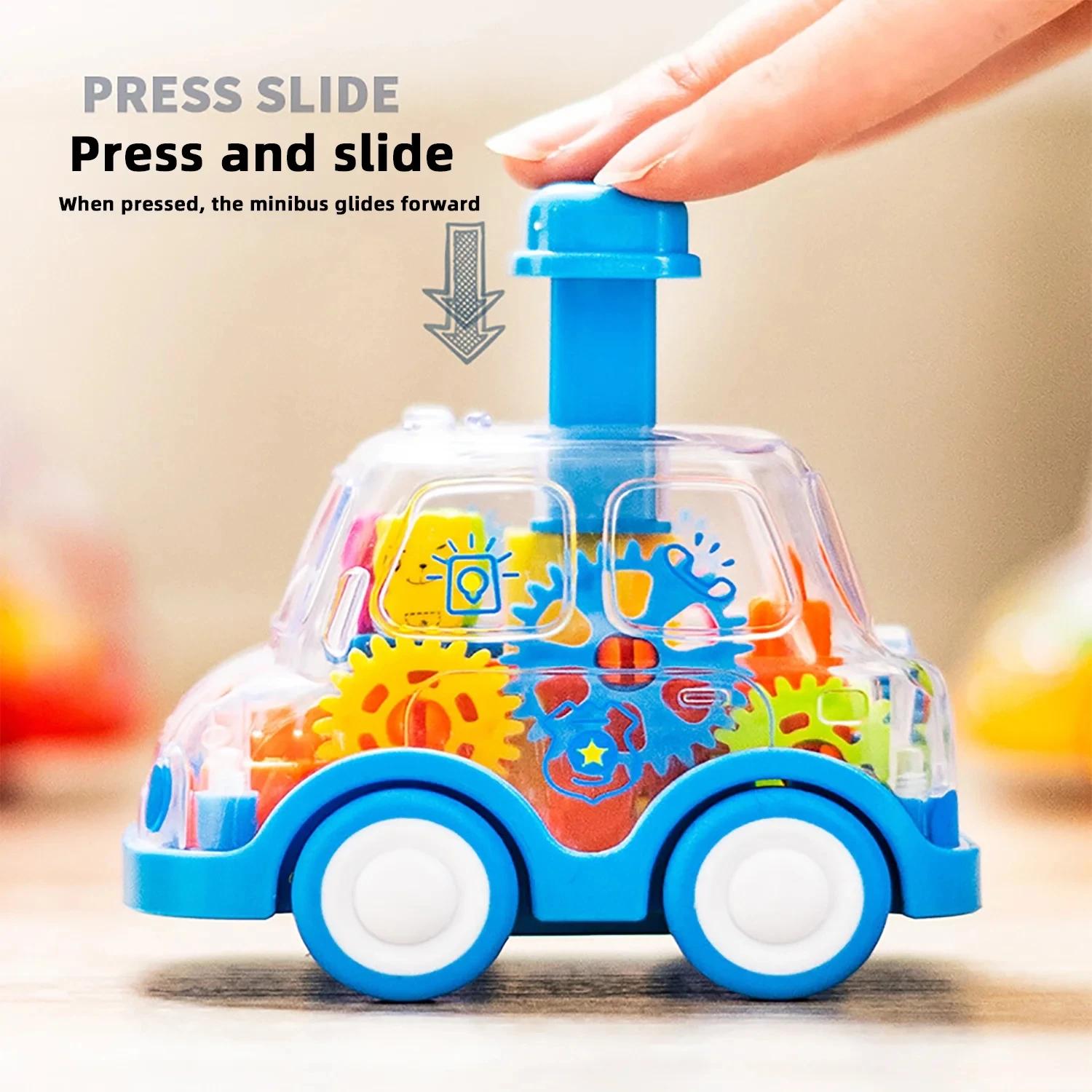 Jouet pour bébé dessin animé presse engrenage voiture jouet Lnertia Pull-back voiture transparente i