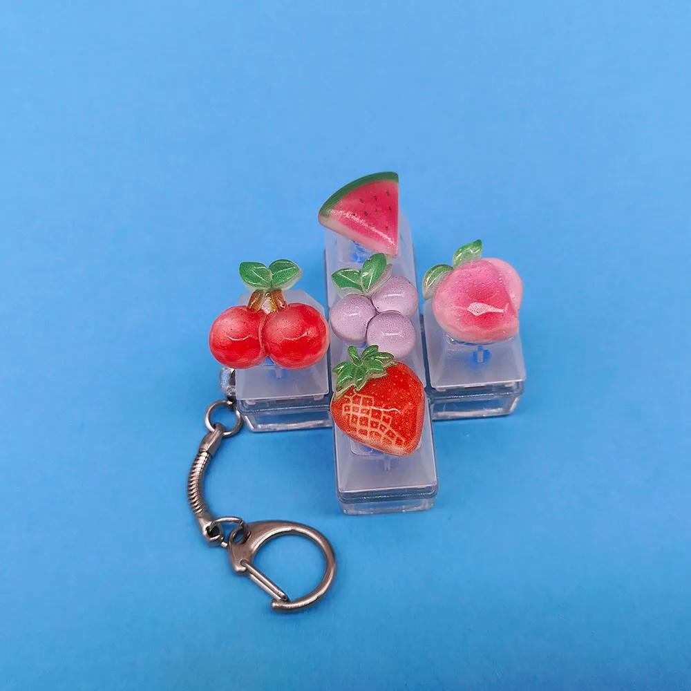 Keycap-Porte-clés avec pendentif fruits pour téléphone portable, porte-clés Kawaii, jouet Pop Fidget