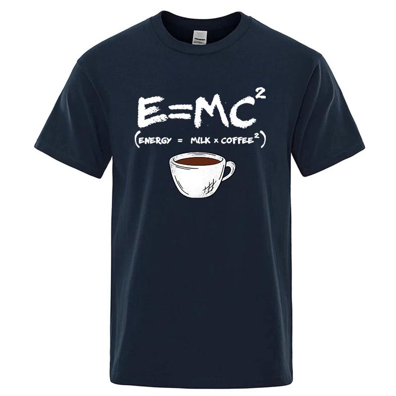 T-shirt d'été pour hommes 100% coton décontracté drôle énergie = lait + café imprimé hommes Cool amp