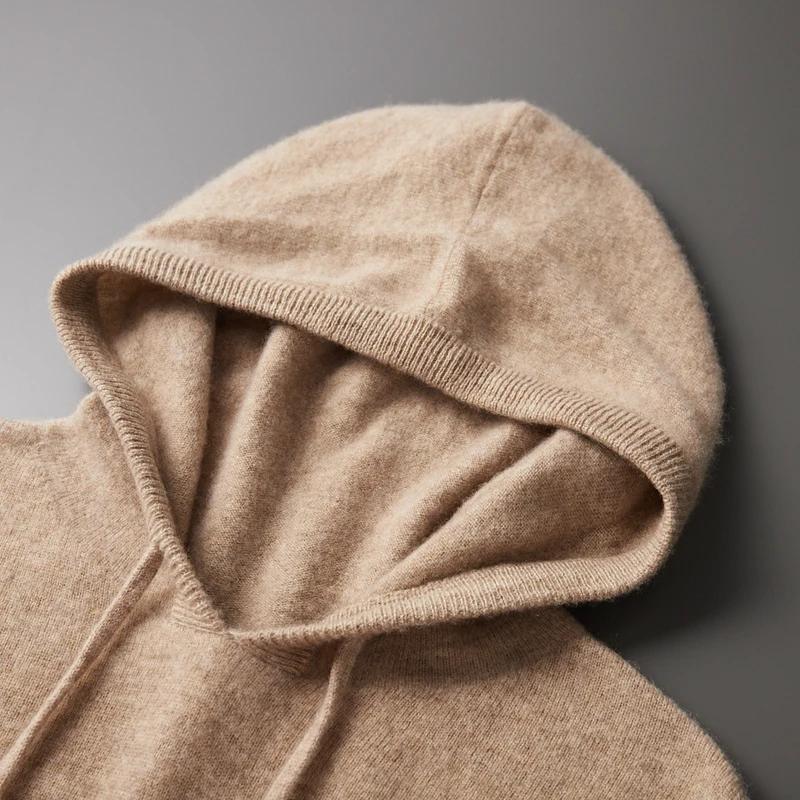 MVLYFLRT Sweat à capuche une pièce prêt à porter pour homme 100% laine mérinos pull tricoté chemise 
