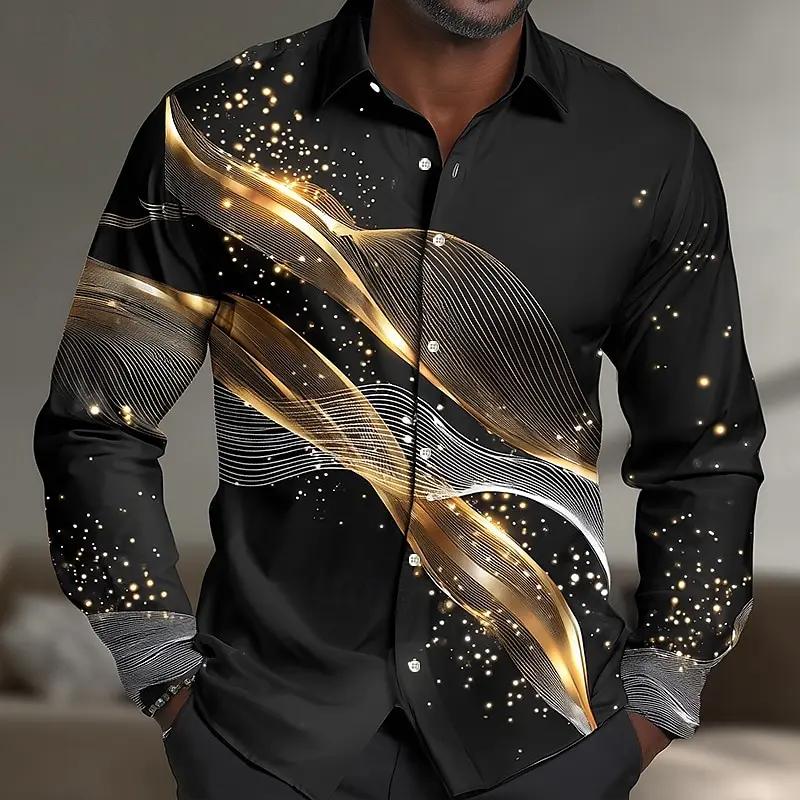 Chemise à manches longues pour hommes, surdimensionnée, ondulée, boutonnée, décontractée, mode Stree