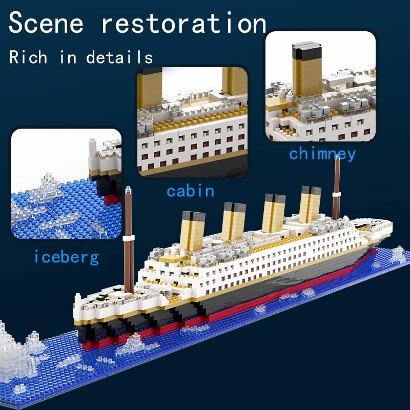 Kit de modèle de brique de soleil de croisière de puzzle de Titanic pour garçon et fille, jouet d'as