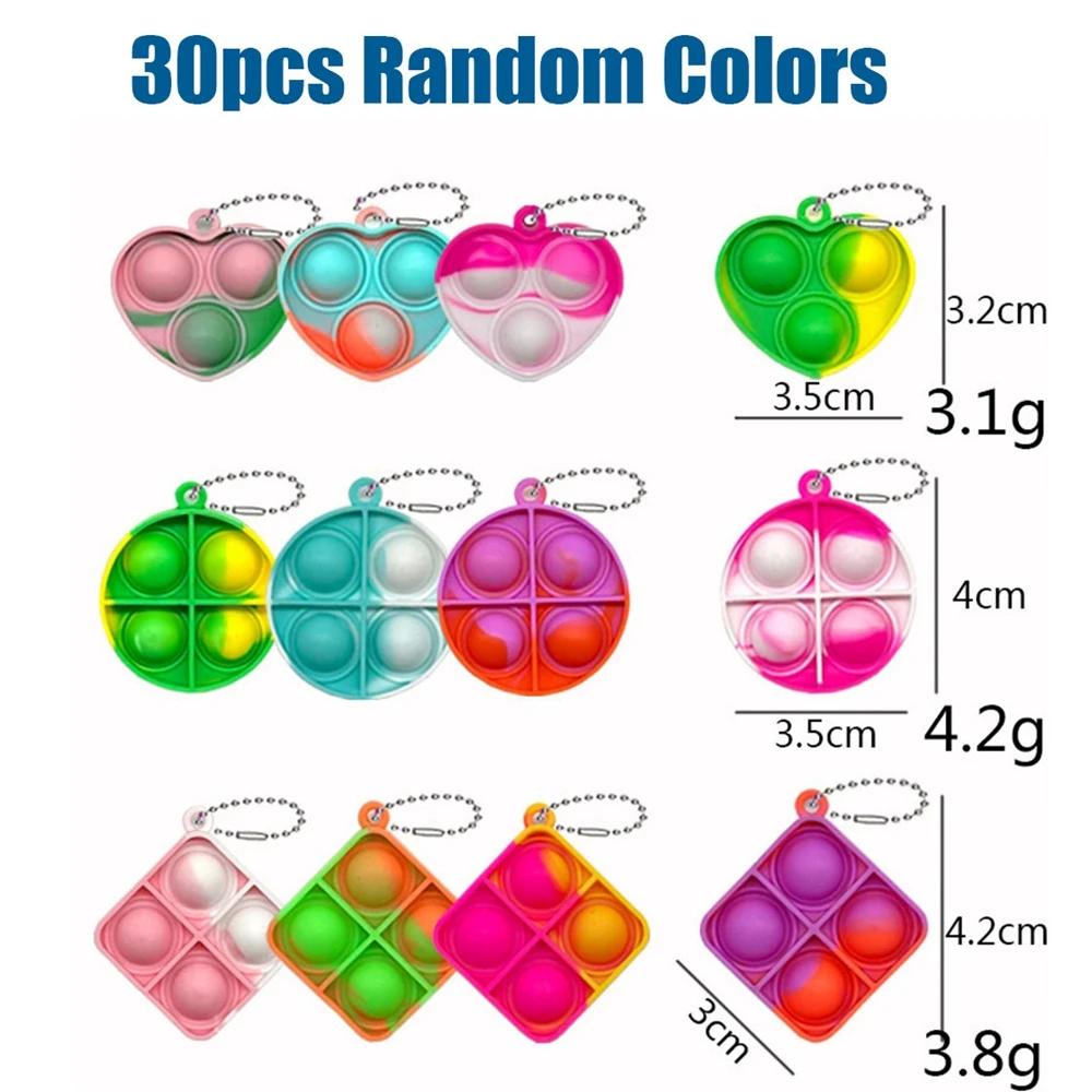 30 pièces Pop Fidget jouets Mini Pop porte-clés jouets pour tout-petits Fidgets Pack jouets sensorie