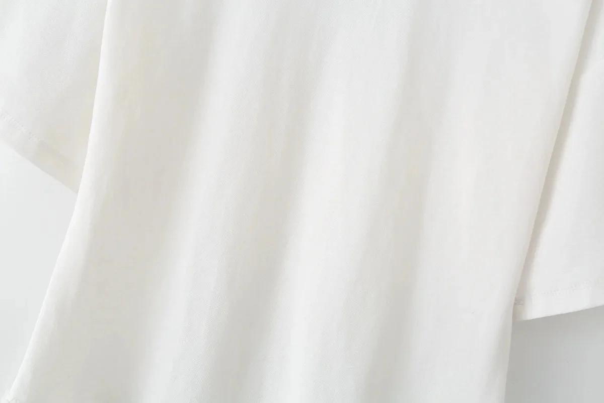 KONDALA Streetwear Chic Décontracté Femme Haut en Dentelle Asymétrique à Manches Courtes Col Rond Te