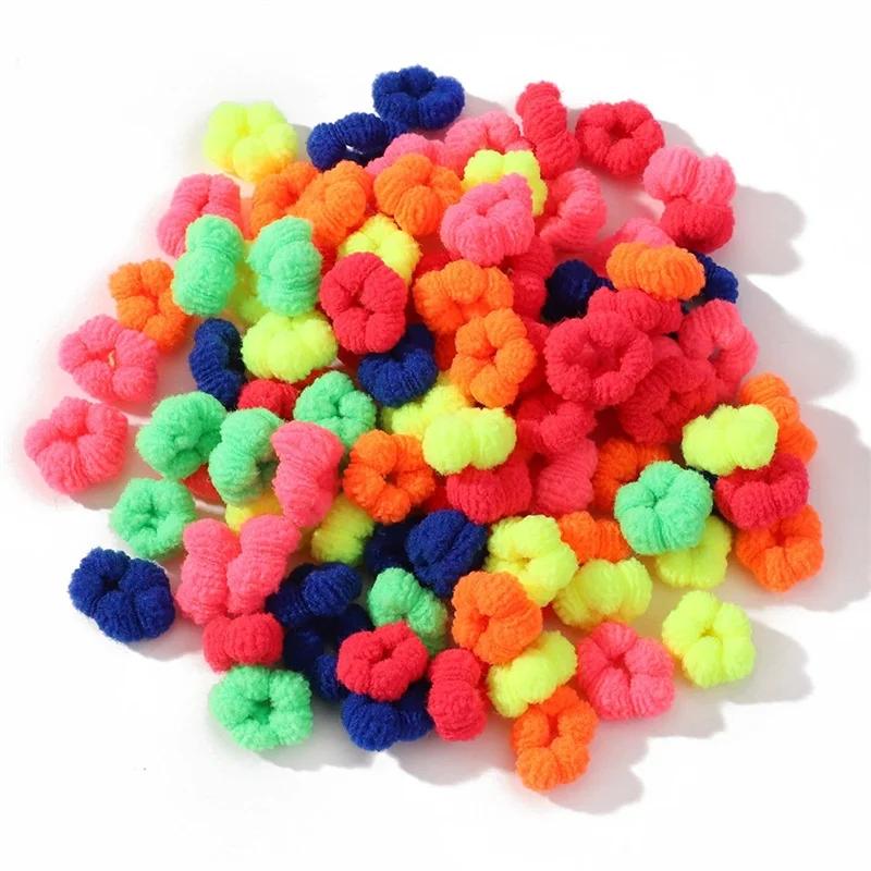 100 pièces enfants bandes de cheveux élastiques filles attaches de cheveux colorées élastique pour q