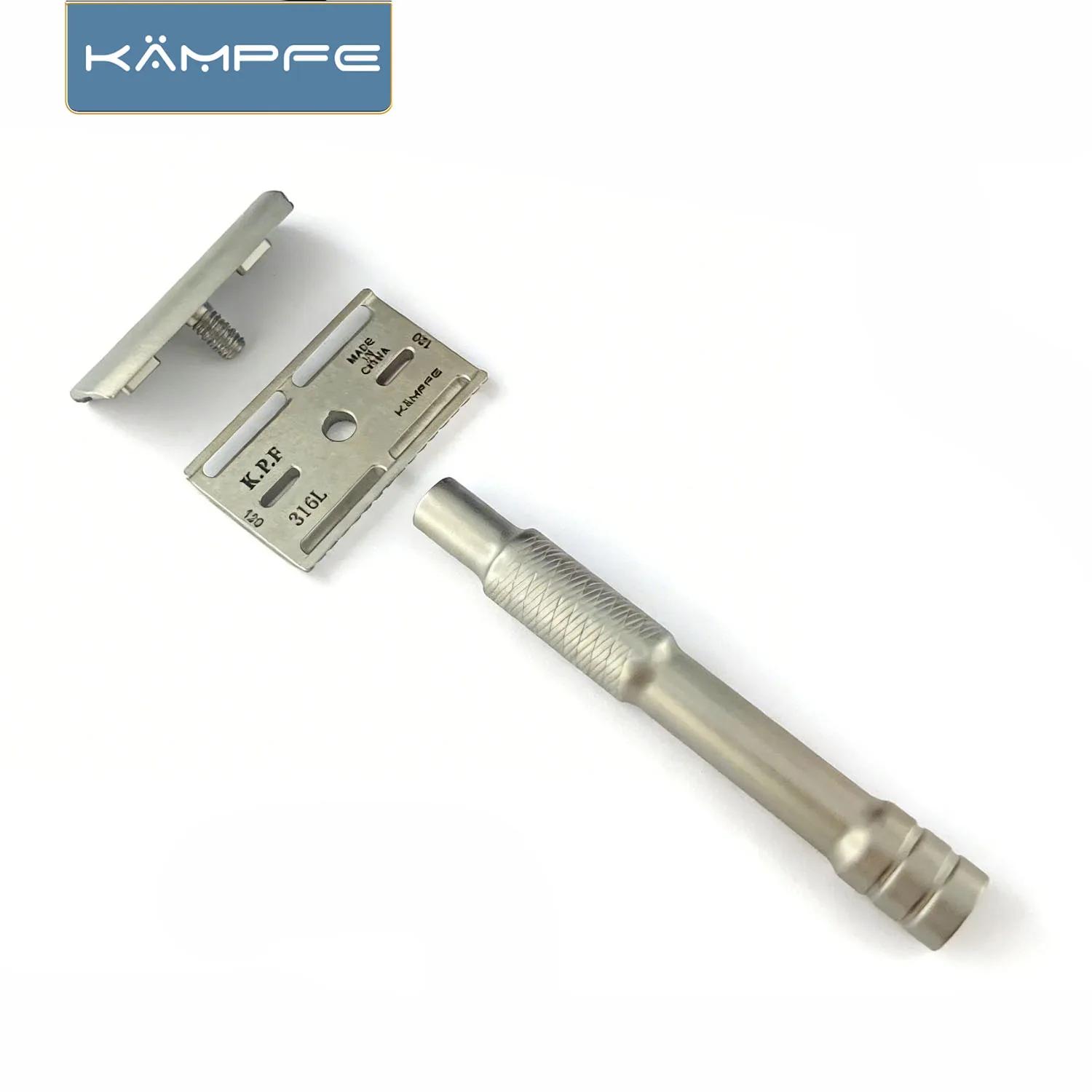 Rasoir de sécurité manuel vintage KAMPFE, à peigne fermé, en acier inoxydable, usiné CNC, pour homme