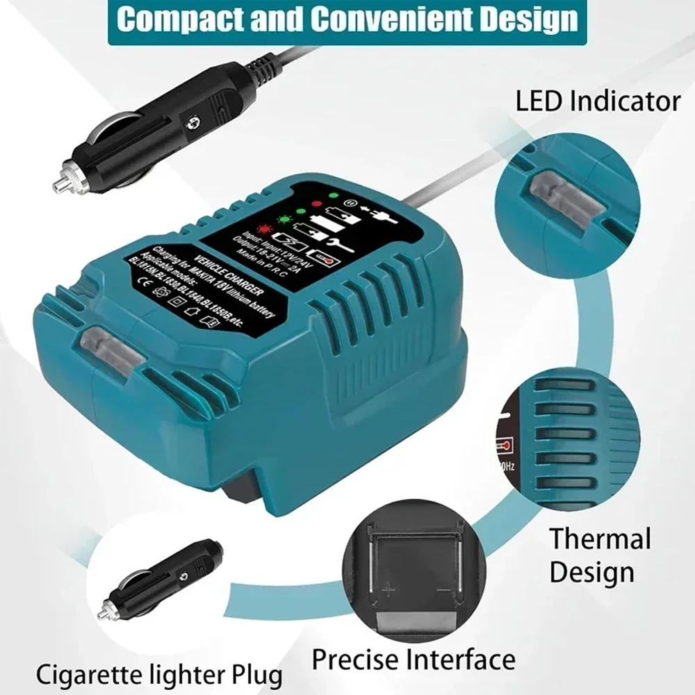 Batterie Li-ion DC 12V/24V, Mini chargeur de voiture Compact, prise allume-cigare avec LED pour batt
