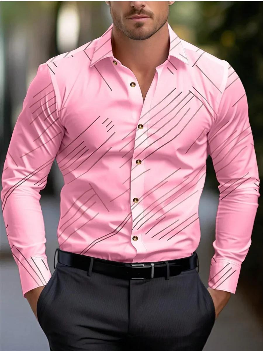 Costume chemise rose noir blanc décontracté extérieur couleur unie rayé confortable doux revers homm